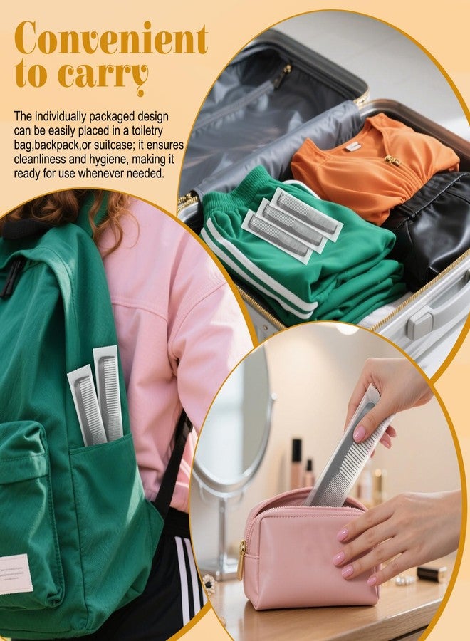 اتش كيو اس ال سوند عبوة من 100 مشط شعر للاستخدام مرة واحدة - 6.9 بوصة، مغلفة بشكل فردي، بأسنان واسعة ودقيقة لفك تشابك الشعر الرطب والجاف للنساء والرجال، للسفر والفنادق وصالونات الحلاقة، ومستلزمات التبرع (أسود) - Image 4